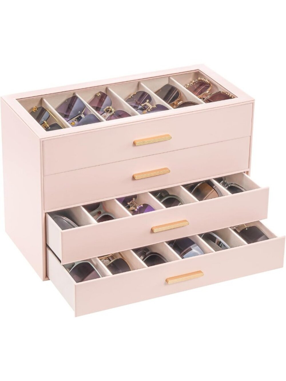 Stylish Sunglasses Storage Box for Women - Chic Organizer with Soft Lining